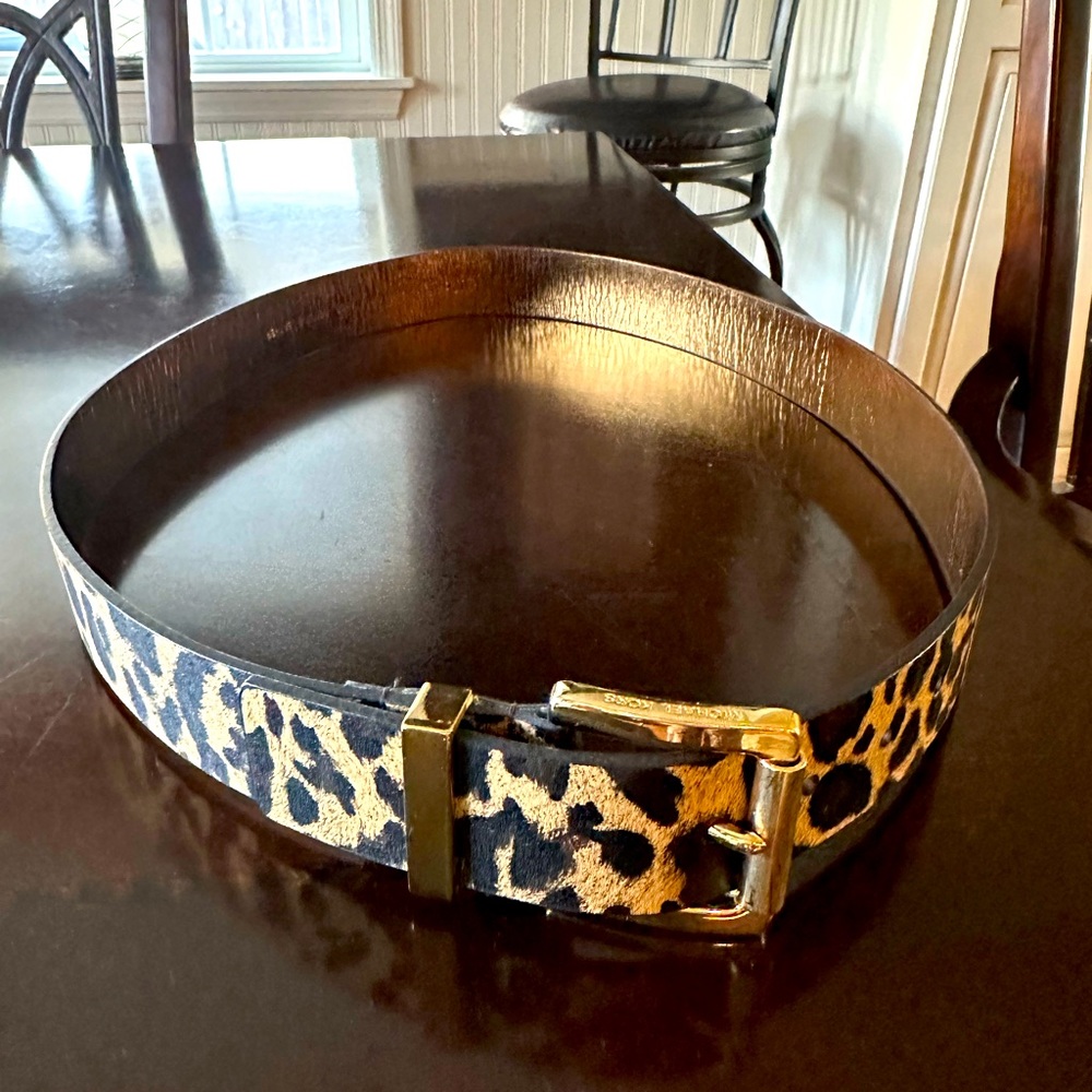 Michael Kors women’s leather animal print belt, gold hardware, size XL